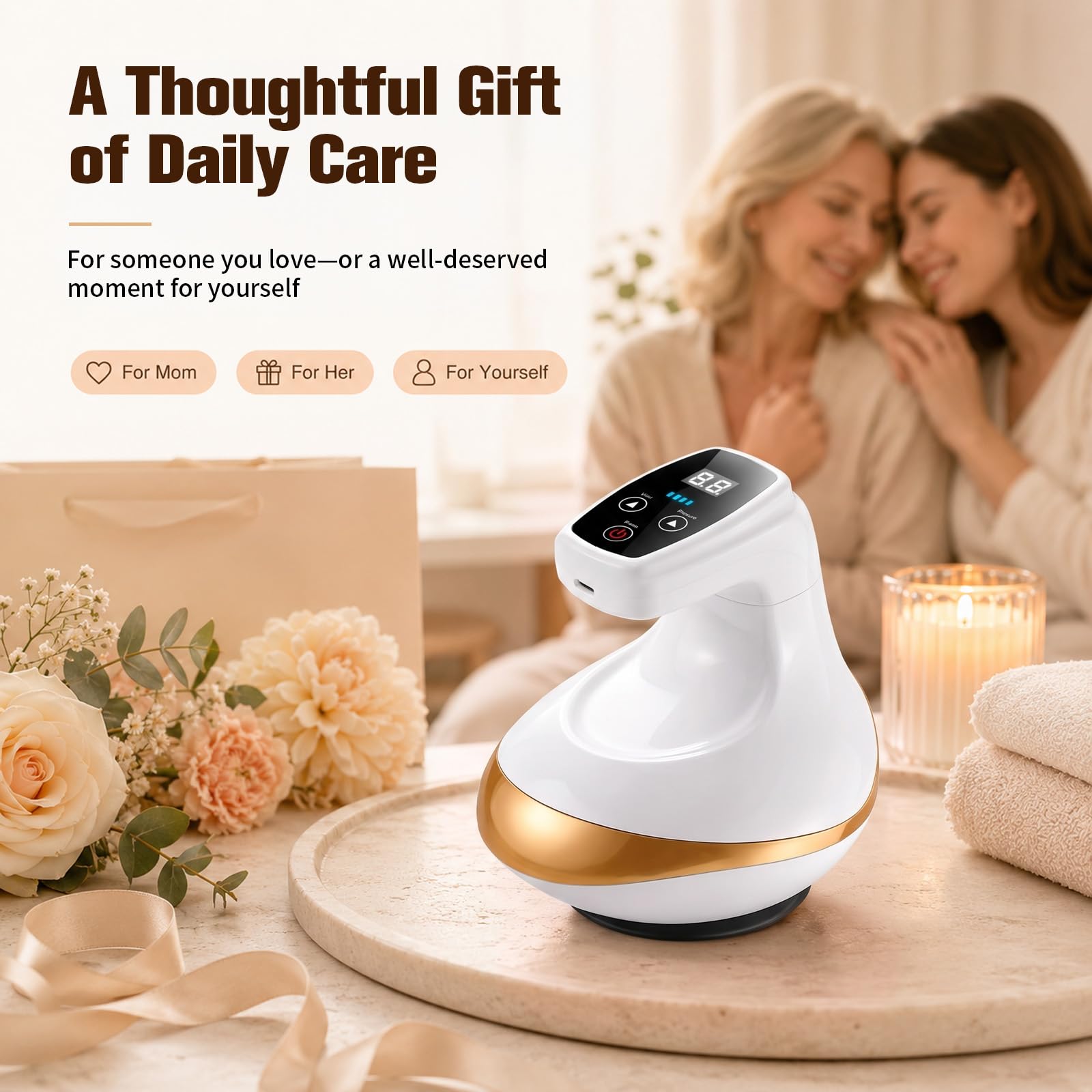 Schröpfgerät Elektrisch - 4 in 1 Elektrisches Schröpfmassagegerät, Vakuummassagegerät Gegen Cellulite 9 Temperatur- und Saugstufen, Digitales Display, USB-Ladung, für zu Hause oder auf Reisen