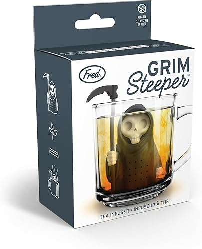 Miniatura 7 de Genuine Fred Grim Steeper - Infusor de té de silicona reutilizable, diseño de la parca negra, dispositivo de cocina divertido e inteligente para