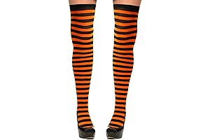 Spooky Ruby Gloom Costume Accessories: Knee-High Orange and Black Stockings