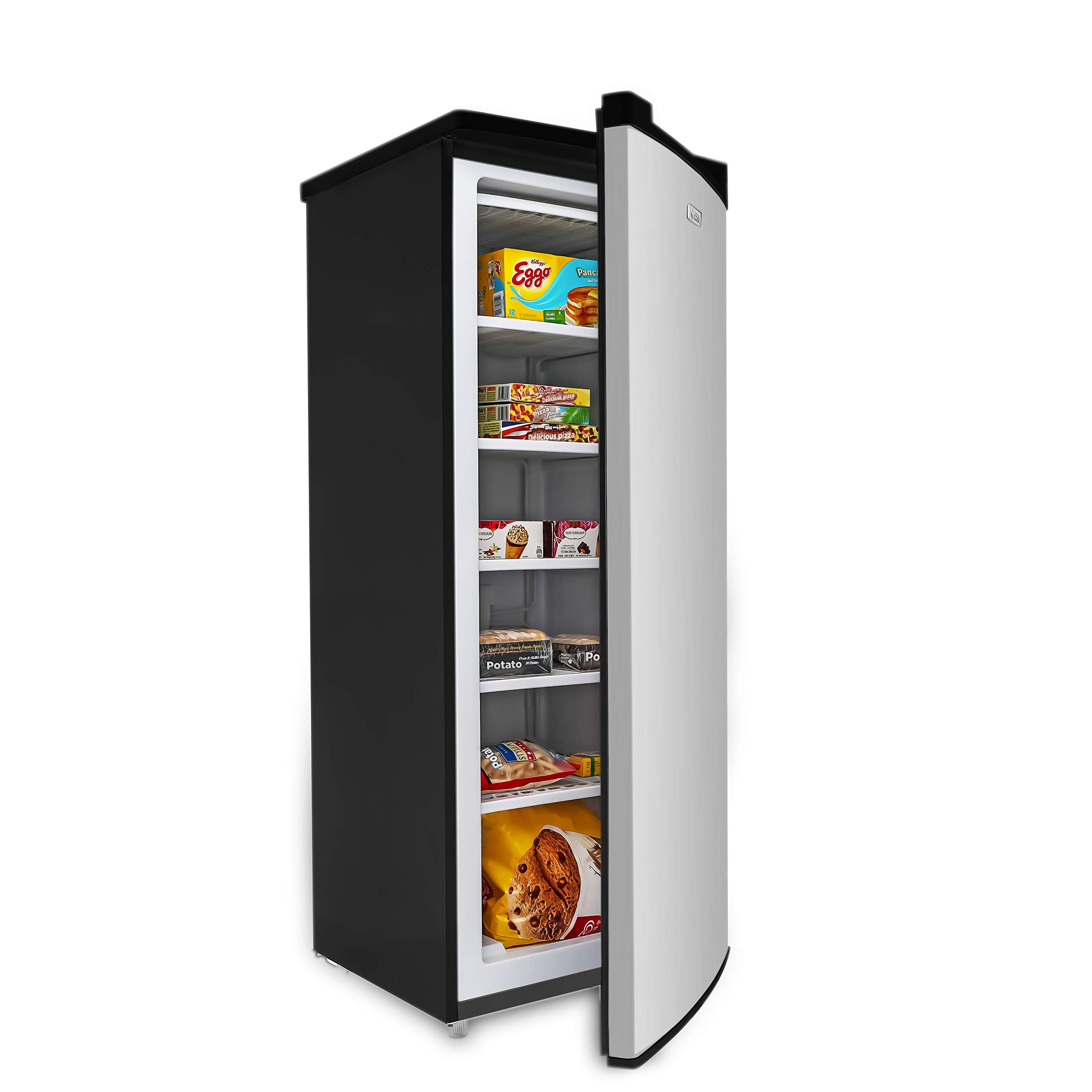 Commercial Cool Upright Freezer, Stand Up Freezer 6 Cu Ft with Reversible Door, Black with VCM Door