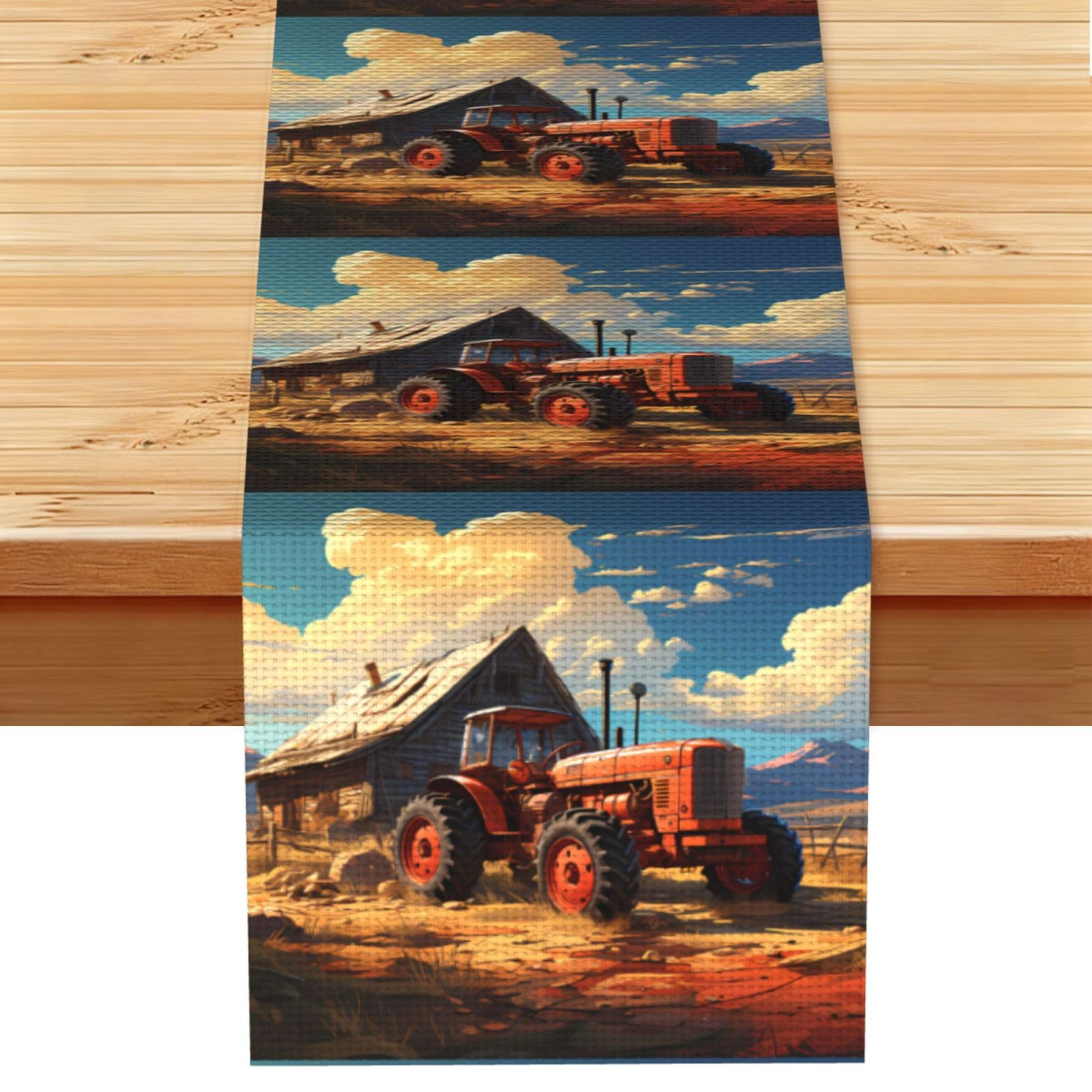 Farm Red Tractor Table Runner 13x72 Inch Dining Decor