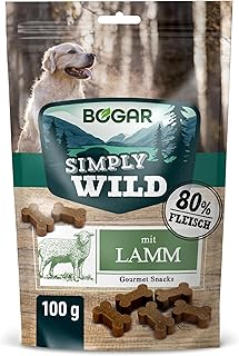 Bogar - Simply Wild - Hundeleckerli - Hundefutter als Ergänzung zur gewohnten Ernährung - Weiche Hundeknochen - Leckereien für Hunde mit Lammgeschmack - 100 g - Unterstützung für die Hundepflege product image