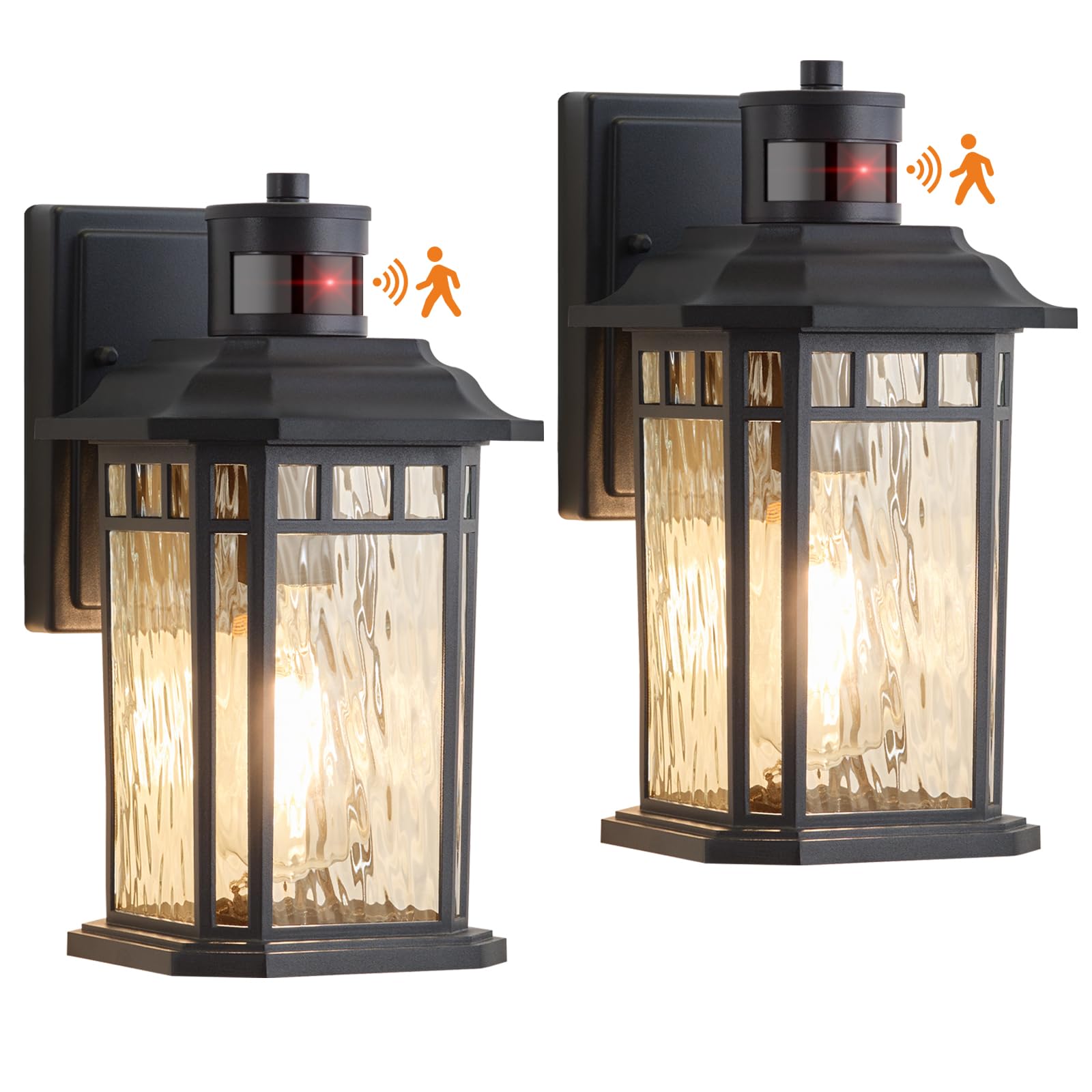 DASTOR Motion Sensor Outdoor Wall Lights 2 Pack, Dusk to Dawn Exterior Lighting Fixtures Wall Mount, Modern Outdoor Lights for House, 100% Aluminum Waterproof Wall Sconce Lantern