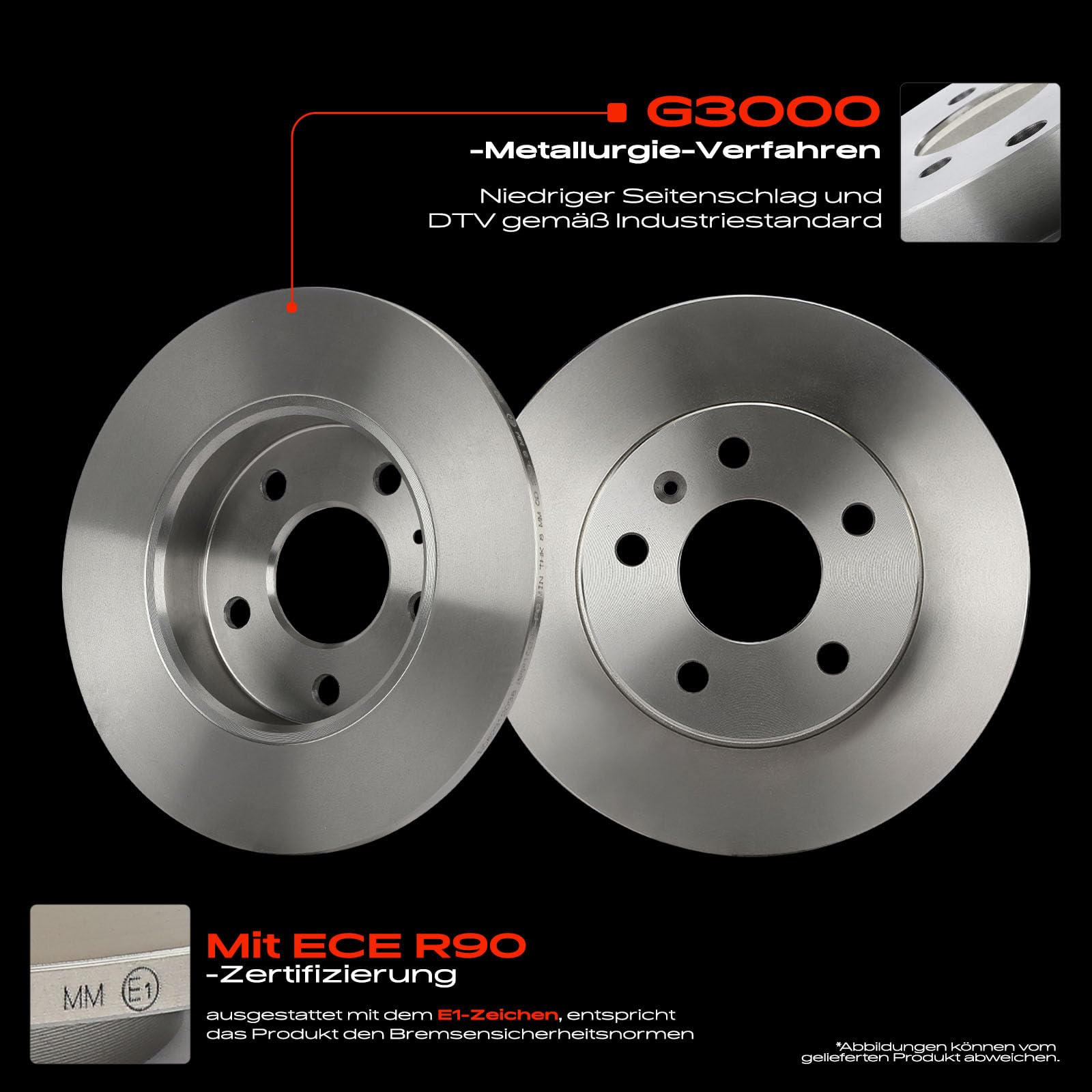 Frankberg Bremsensatz inkl. 2x Bremsscheiben + 4x Bremsbeläge Hinten Kompatibel mit Zafira A MPV T98 Astra G CC T98 Astra G CaR.A.Van T98 Cabriolet Replace# 9193251