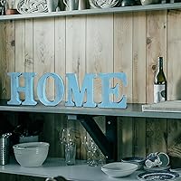 Vista 3 de Letras de madera azul rústica de 6 pulgadas, letras de madera sin terminar para pared, letras decorativas azules retro de pie, decoración de tablero