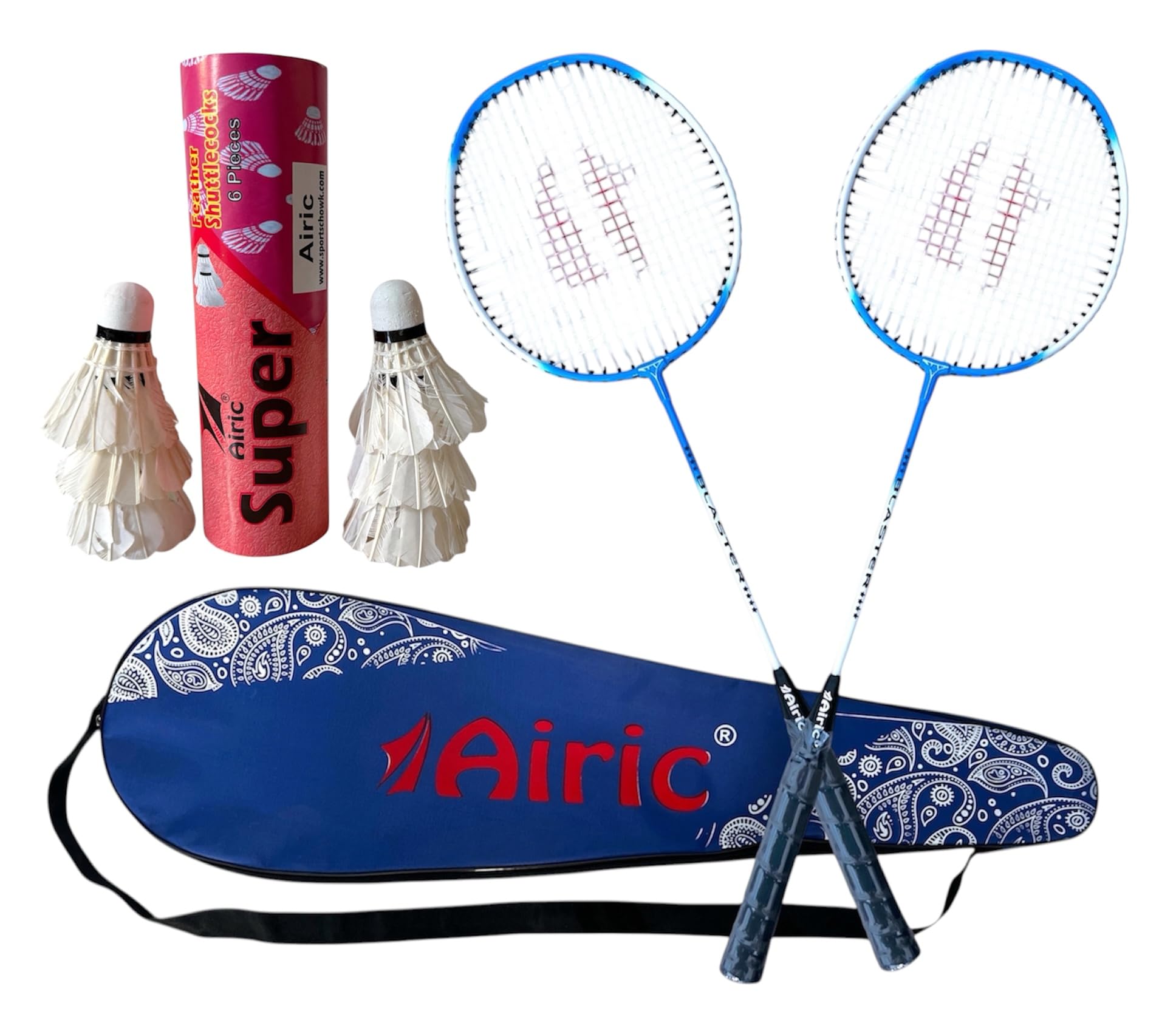 Isometric Blaster Stylish with 6 Premium Feather Shuttles and Cover (Blue)-image-41