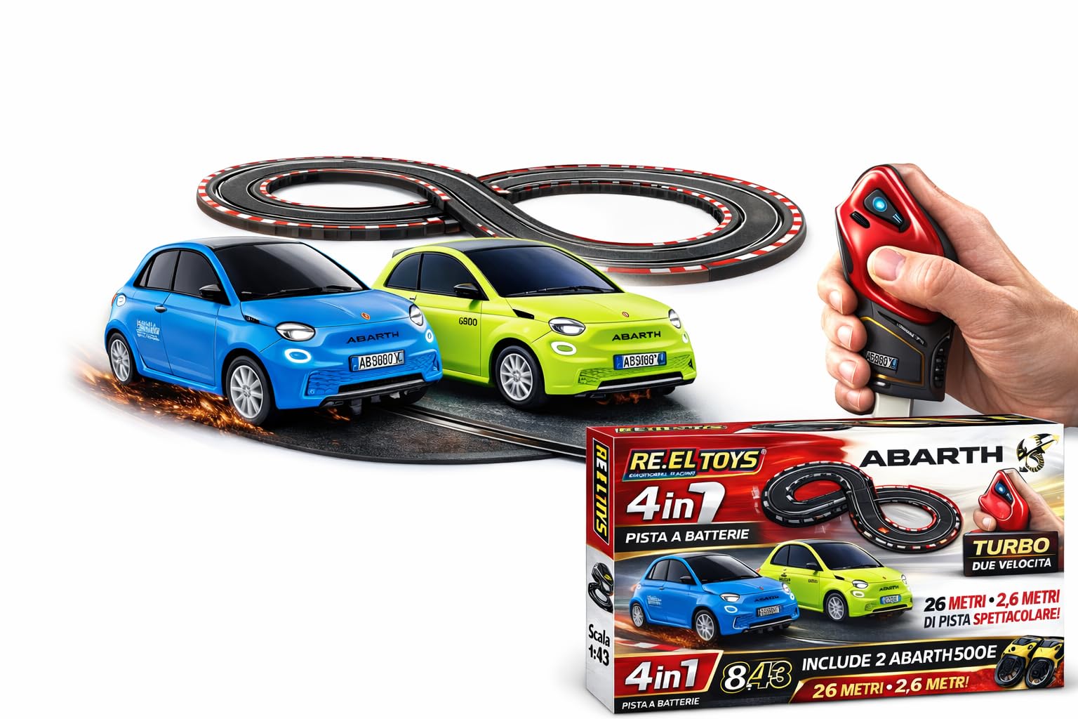 Pista Macchinine Telecomandate Pista Elettrica con 2 Slot Car Grande Semi- Professionale Adulti e Bambini 2,6 Metri, 4 in 1 con Telecomando