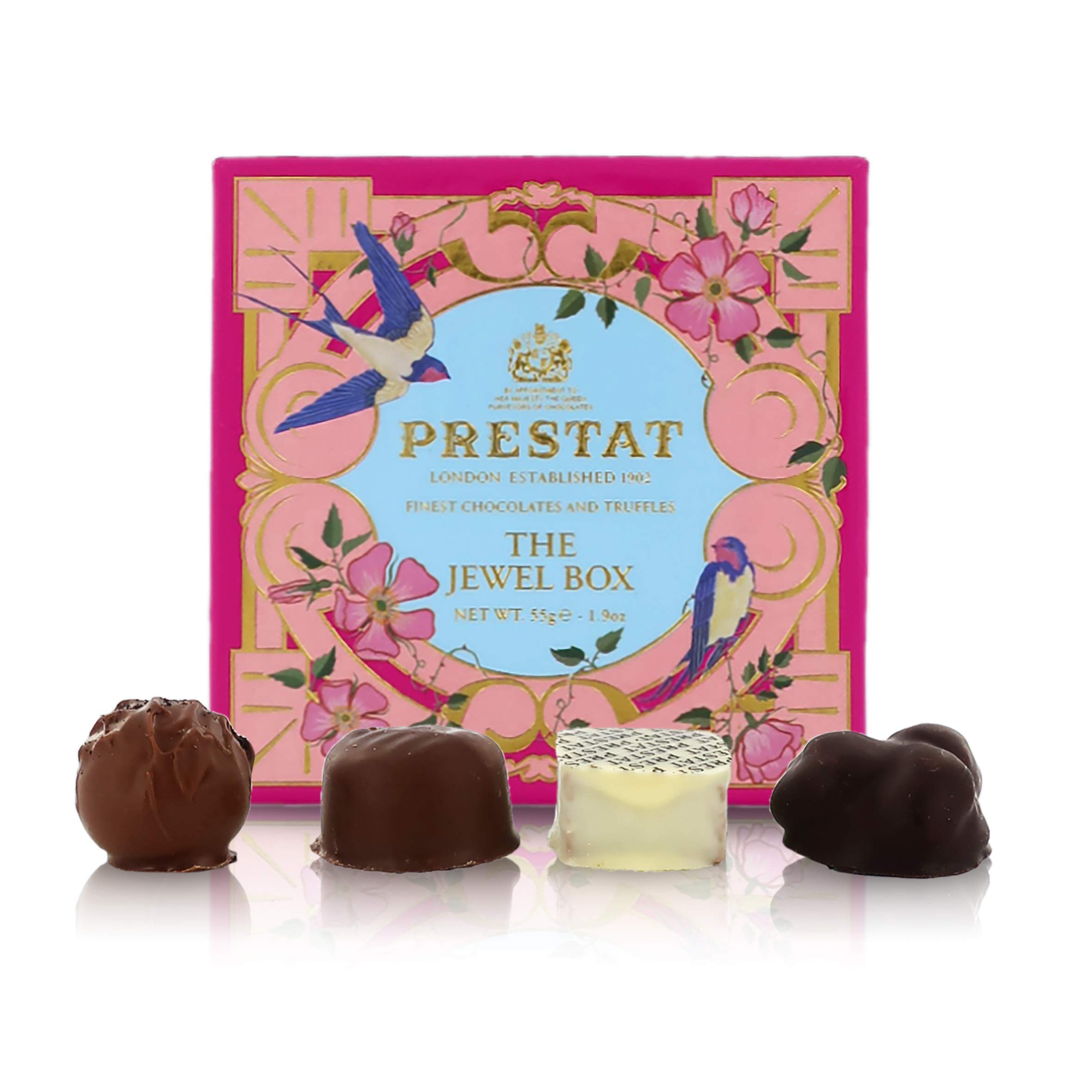 Jewel Box, Box with 4 Pralines of Assorted Flavours, 55 Grams / 1.94 Ounces