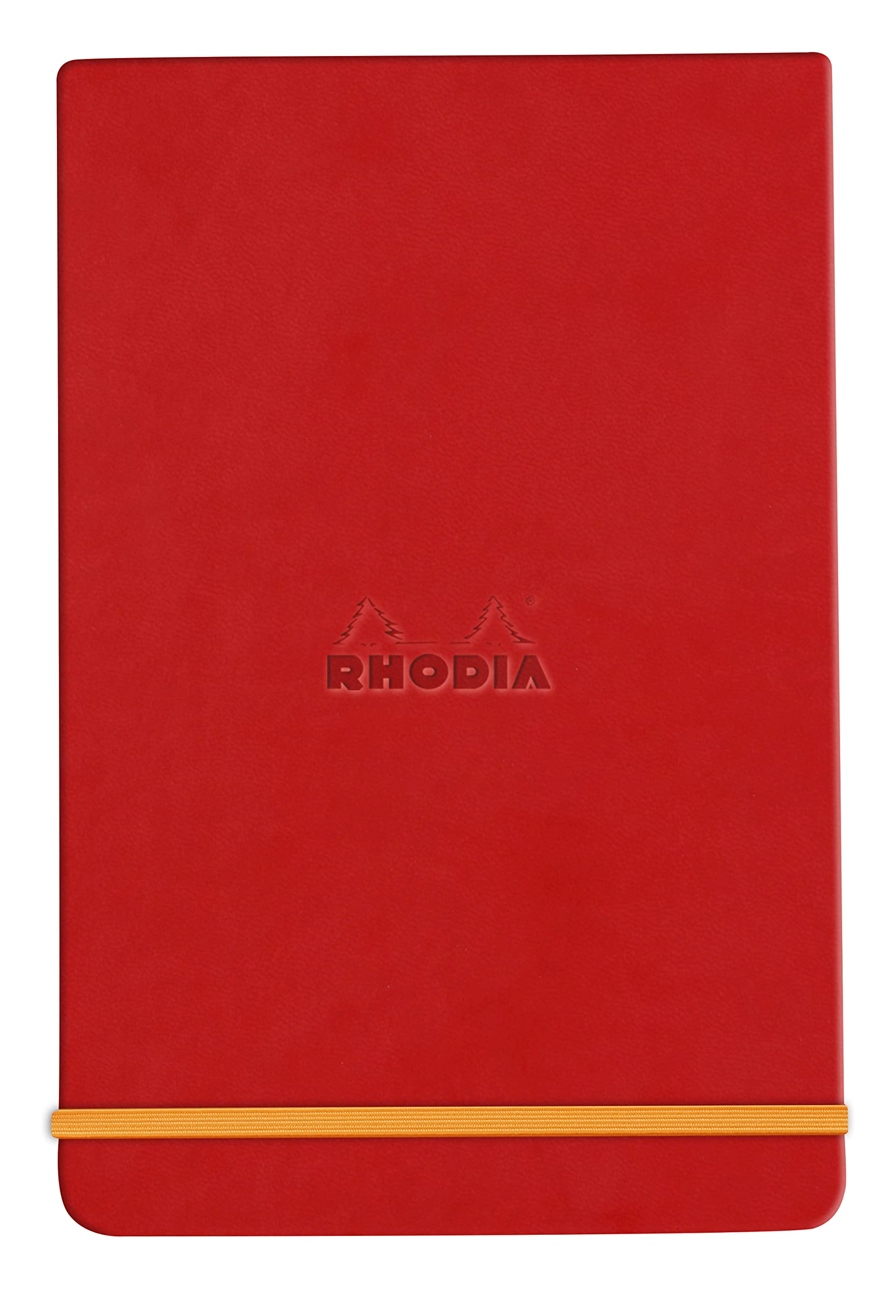 RHODIA 194366C - Taccuino rigido Webnotepad ROSSO PAPAVERO - 9 x 14 cm - a righe - 192 pag. staccabili - Carta Clairefontaine Avorio 90g/​m² - segnalibro, chiusura con elastico - COPERTINA Simil Cuoio