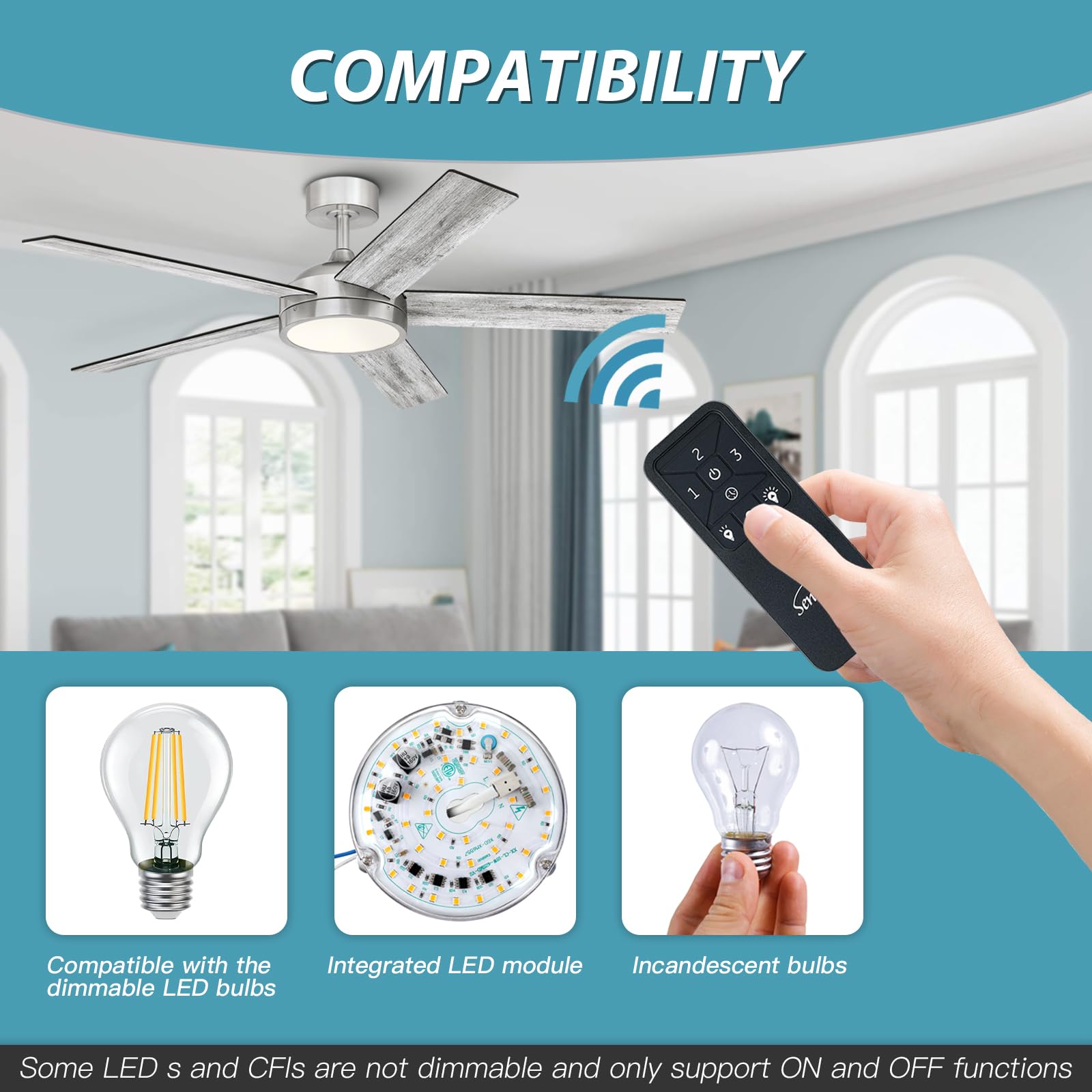 Telecomando Ventilatore da soffitto a 3 marce, kit telecomando universale con dimmer, interruttore luce Ceilig per Harbor Breeze, Hampton Bay, Hunter,