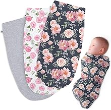 Henry Hunter Couverture Emmaillotage Bebe | Swaddle Simple et Confortable | Emmailloteuse Coton Extensible 0-3 Mois | Pack de 3 (Jardin | Rose | Bruyère Légère)