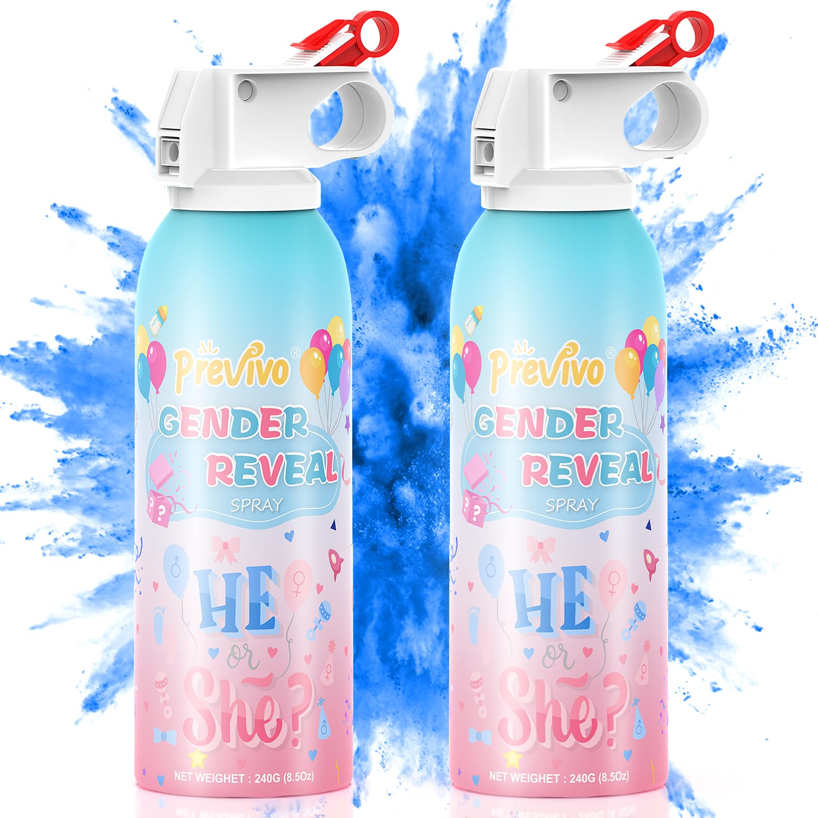 PrevivoReveal Fire Extinguisher Set -Gender Reveal Color Smoke Powder Spray - 100% Biodegradable Party Supplies- For Memorable Baby Gender Reveal Decorations & Ideas(Blue)
