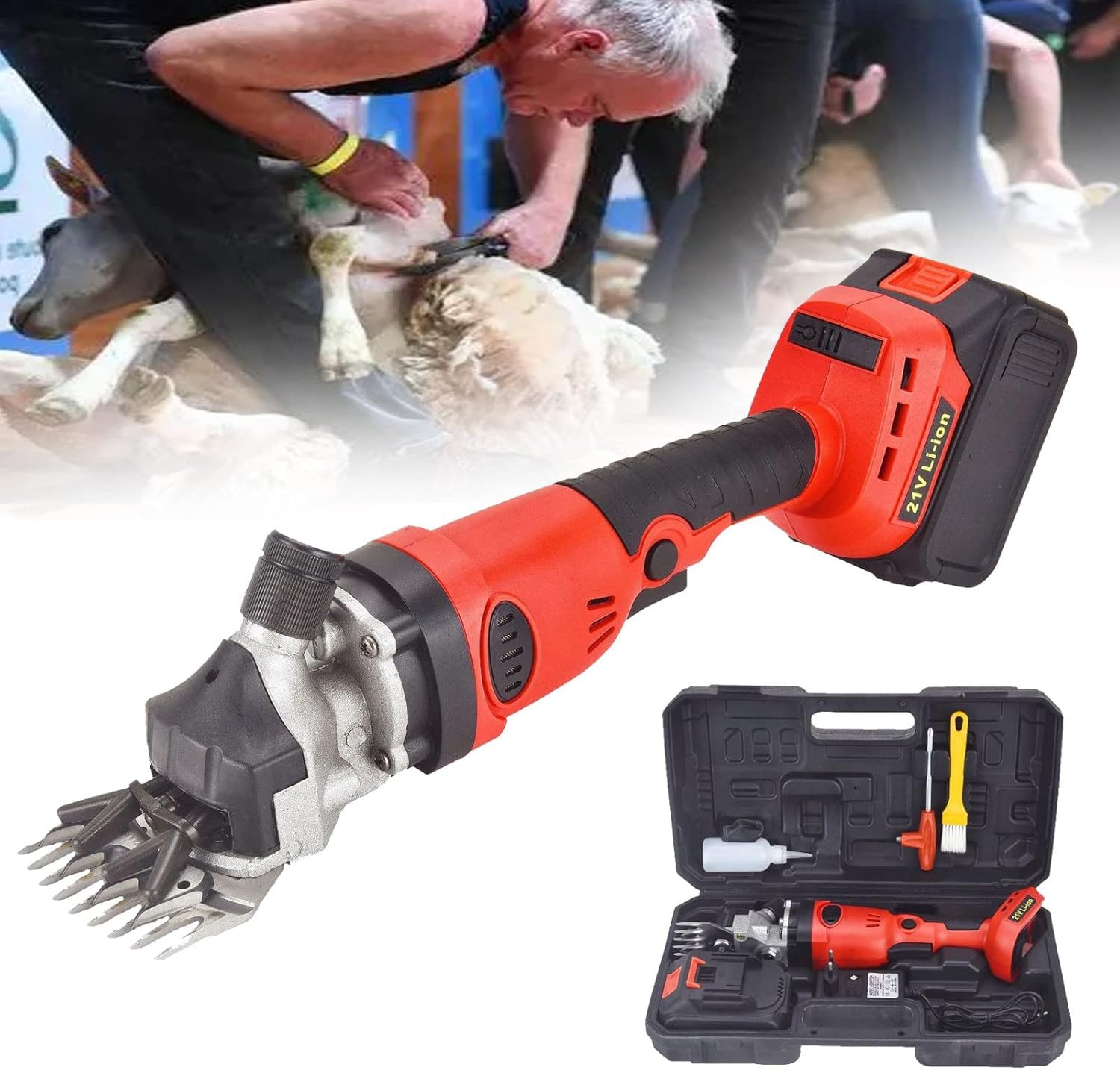 2000mah Batteria al Litio Pecore Tosatrici Elettriche Senza Fili Cesoie per Pecore per La Rasatura Pelliccia Lana in Pecore Capre Bovini Allevamento Bestiame
