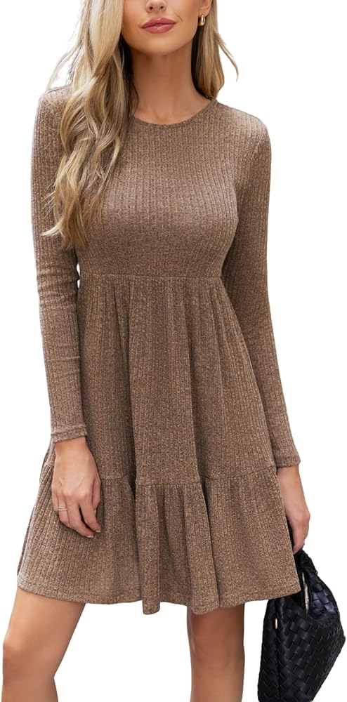 CUPSHE Fall Dress for Women 2025 Casual Round Neck Long Sleeve