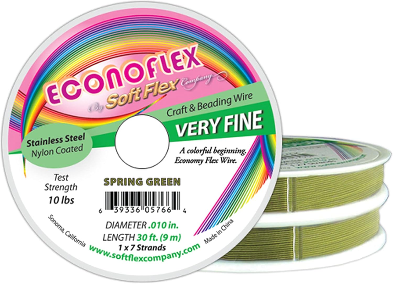 Soft Flex Econoflex Beading Wire 010" 30 Ft Spring Green