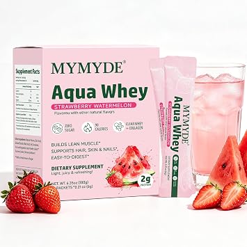 Aqua Whey, Whey Protein Isolate with Collagen Peptides and Digestive Enzymes - 30 Packets