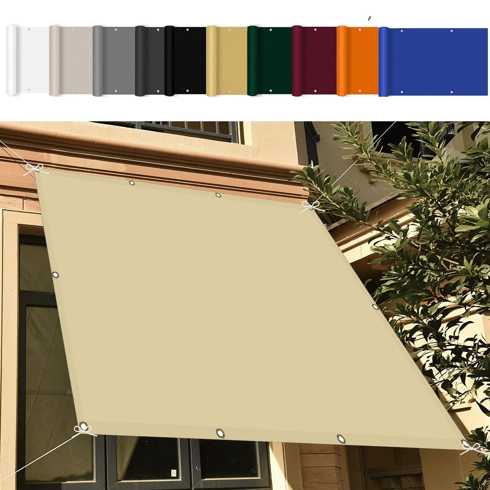 Voile d'ombrage rectangulaire 6x9 m crème pour protéger votre jardin