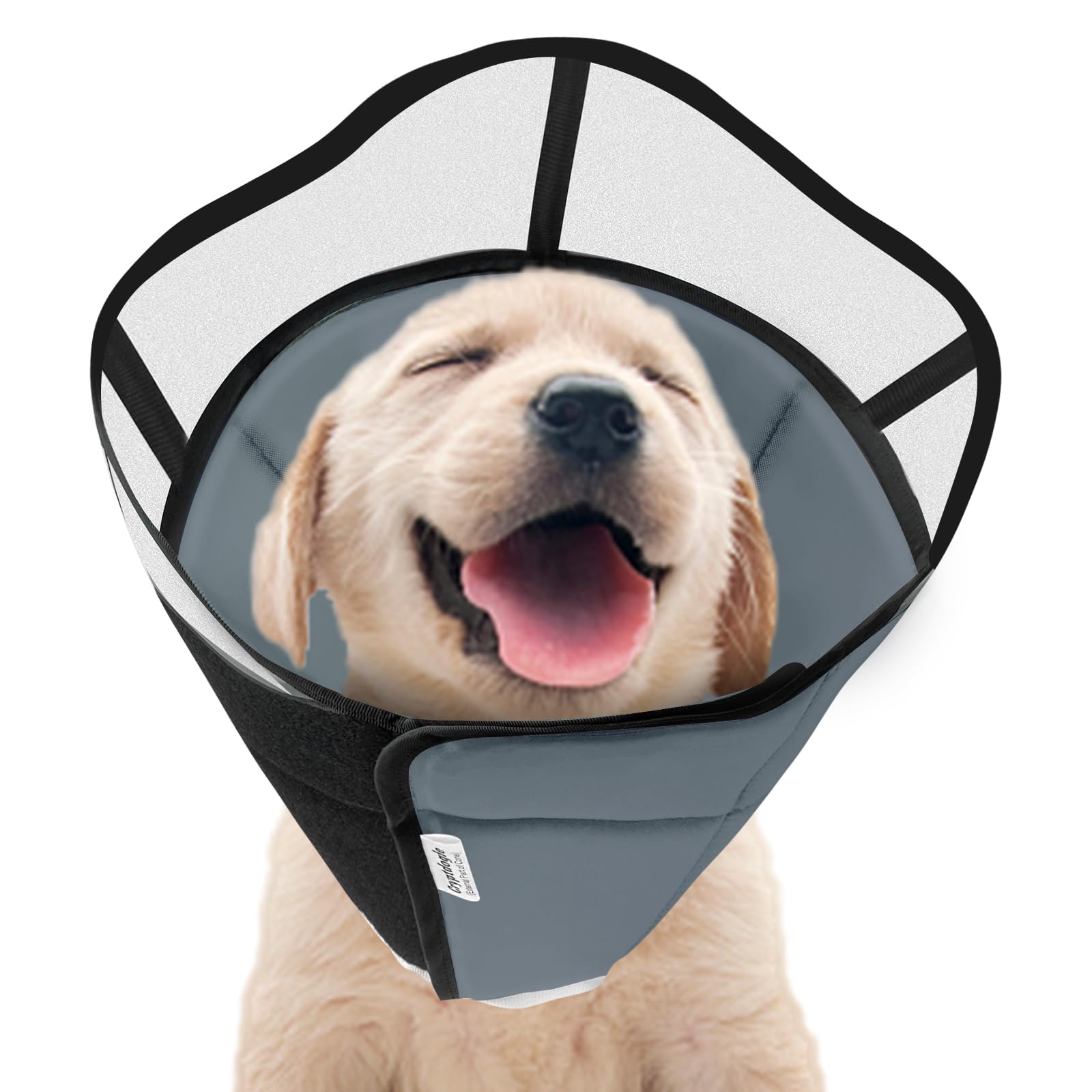 Soft Dog Cone for Dogs After Surgery, Breathable Pet Recovery Collar for Large Medium Small Dogs and Cats, Adjustable Dog Cone Collar, Elizabethan Collar (S, Grey)