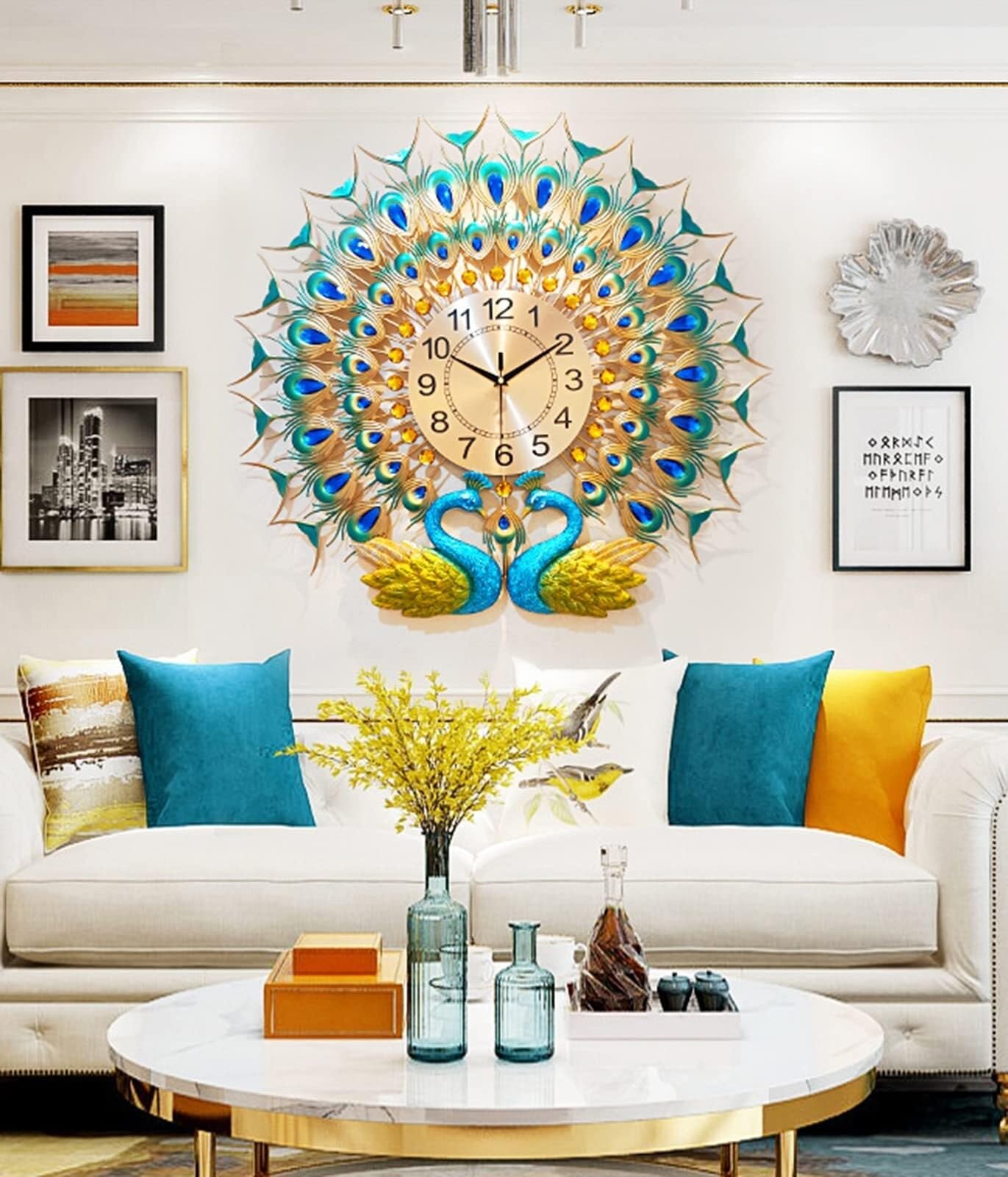 Amazon.com: TDFXZCSW Peacock Wall Clock - Large Metal Clock for