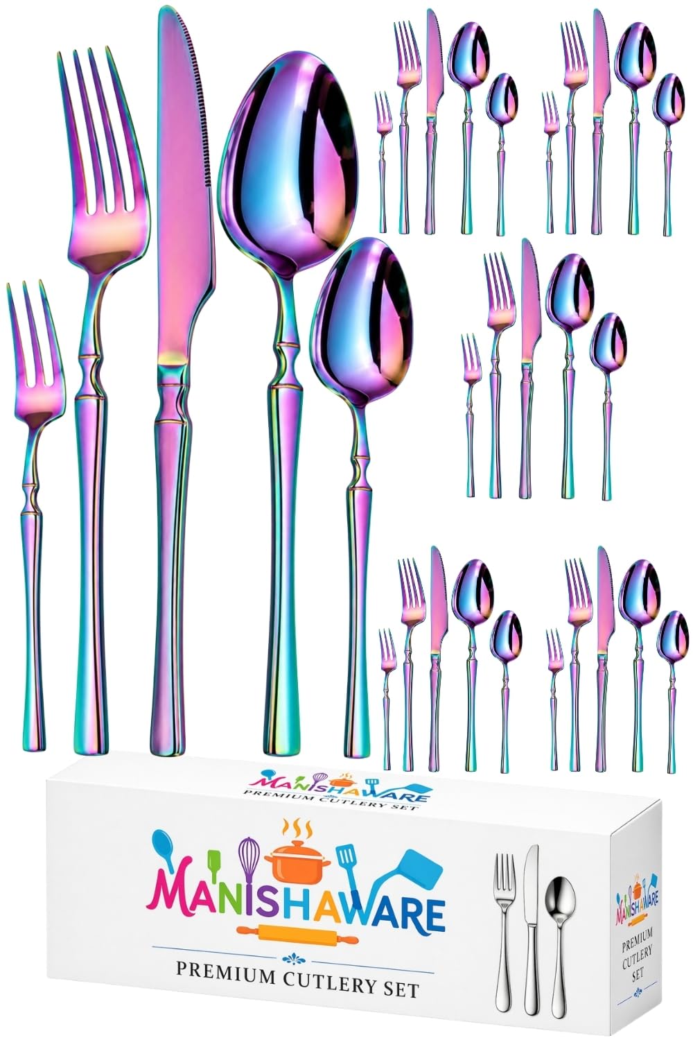 Elegant Handle Black 30 Pcs Steel Cutlery Set for Dining Table — Amazon image 14