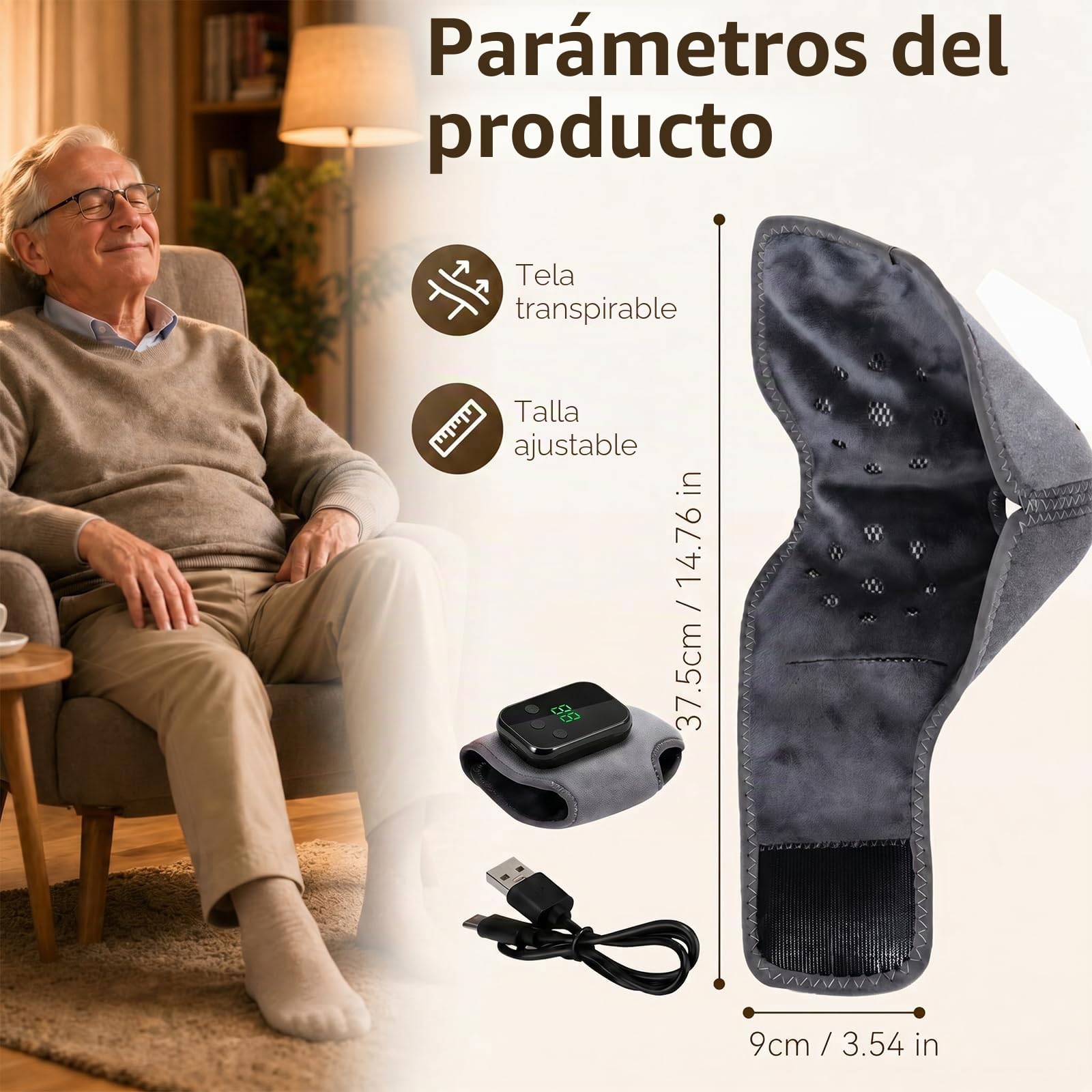 2 Piezas Masajeador de pies 3 en 1, Inalámbrico Eléctrico Masajeador Pies, con 3 Modos de Vibración, 5 Niveles de Calor, Dispositivo de Masaje para Tobillo, Talón y Planta del Pie