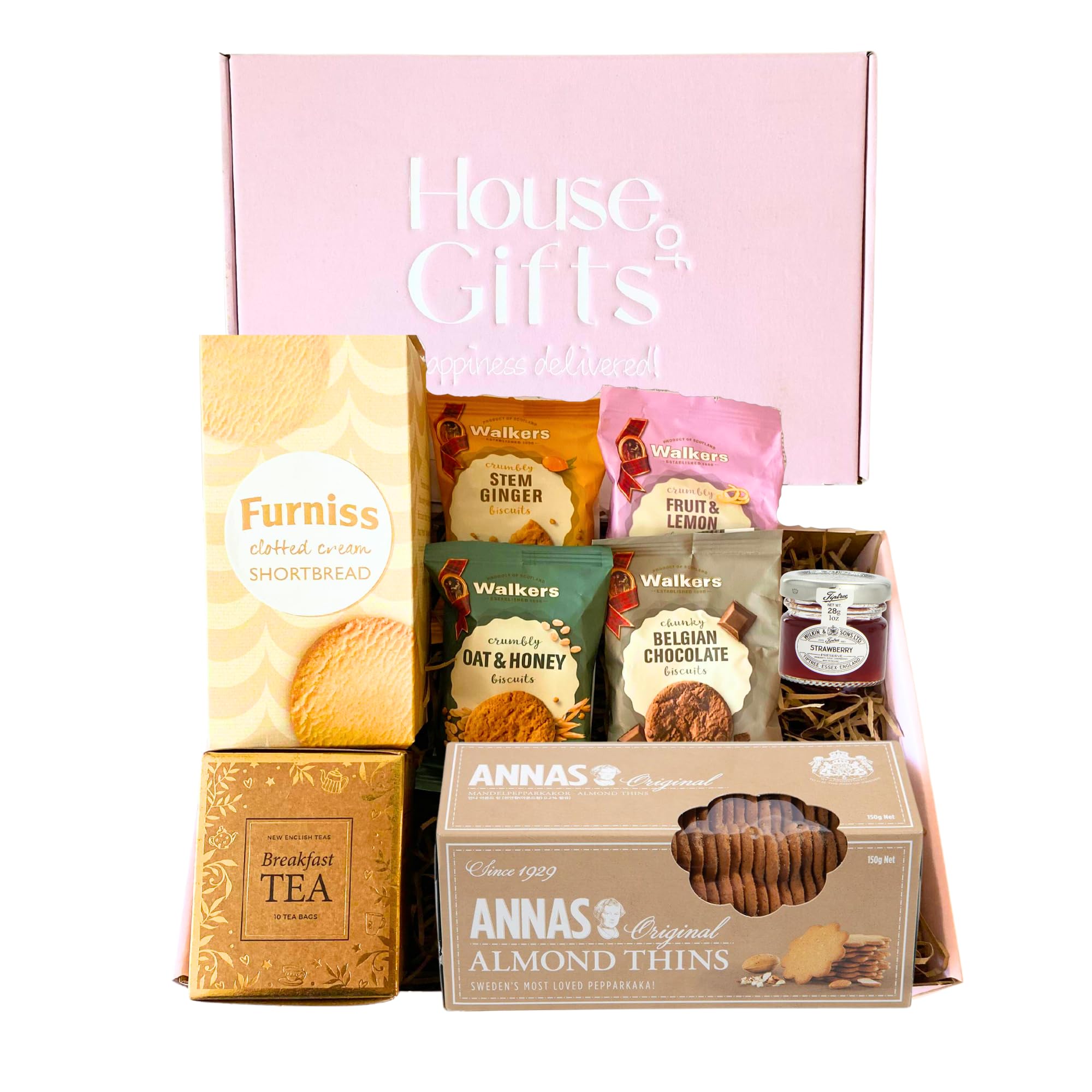 Afternoon Tea Hamper with Biscuits Gift Set For Women | Including Luxury Shortbread, Biscuits With Tea & Jam and lots more! | Gift for Mums & Dads, Grandpa or Grandma