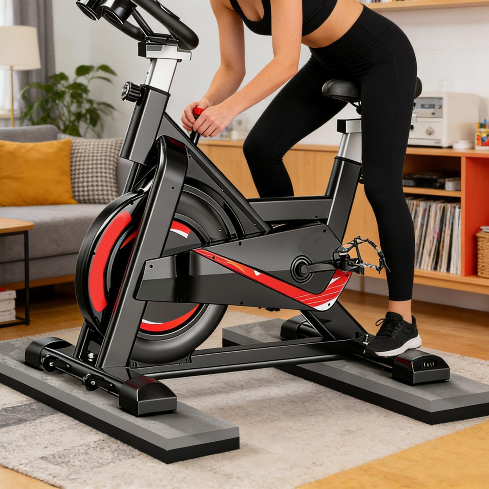 Fahrradmatte 2-teilige rutschfeste dicke Unterlage | Fitnessmatte für Heimtraining für Boden, Teppich, Fitnessgeräte, Fahrradständer
