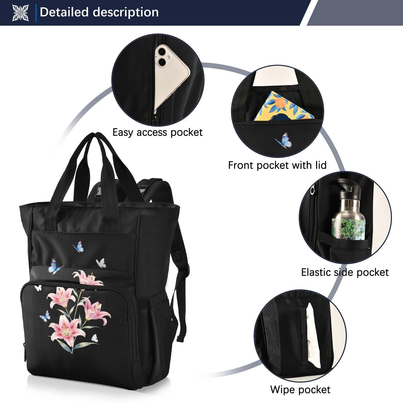 GuoChe Dobby - Mochila para pañales de nailon con múltiples bolsillos