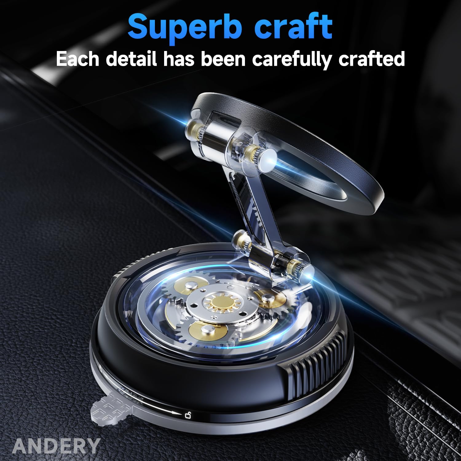 ANDERY Soporte para teléfono de coche para Magsafe [78+LBS de succión más fuerte y 2400gf magnético] Montura de teléfono de coche ajustable en 360°, soportes de teléfono para tu coche para iPhone 17