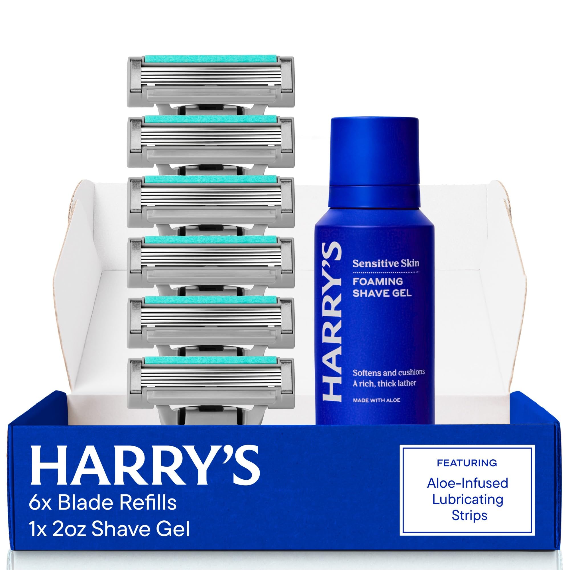 Harry's Plus Razor Refills - 6 Razor Blade Cartridges and Foaming Shave Gel | Compact Cartridge Design for Precise Control - TSA Approved Travel Essentials Shaving Kit for Men