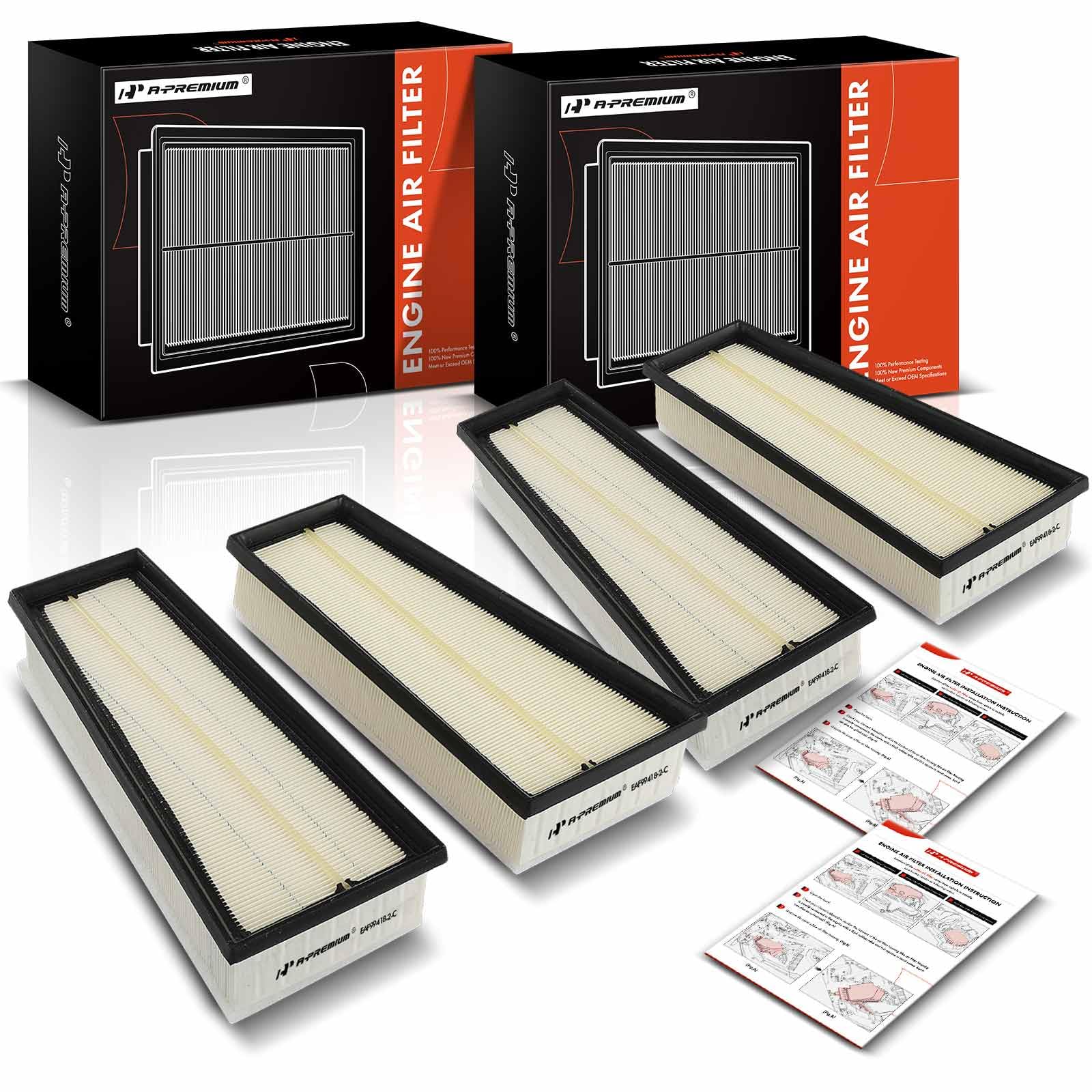 A-Premium 4-PC Left & Right Engine Air Filter Compatible with Mercedes-Benz E63 AMG S 2018-2021 2023, GLE63 AMG S/GLS63 AMG 2021-2023, S63 AMG, G63 AMG, AMG GT 63, AMG GT 63 S, Maybach GLS600, 4.0L