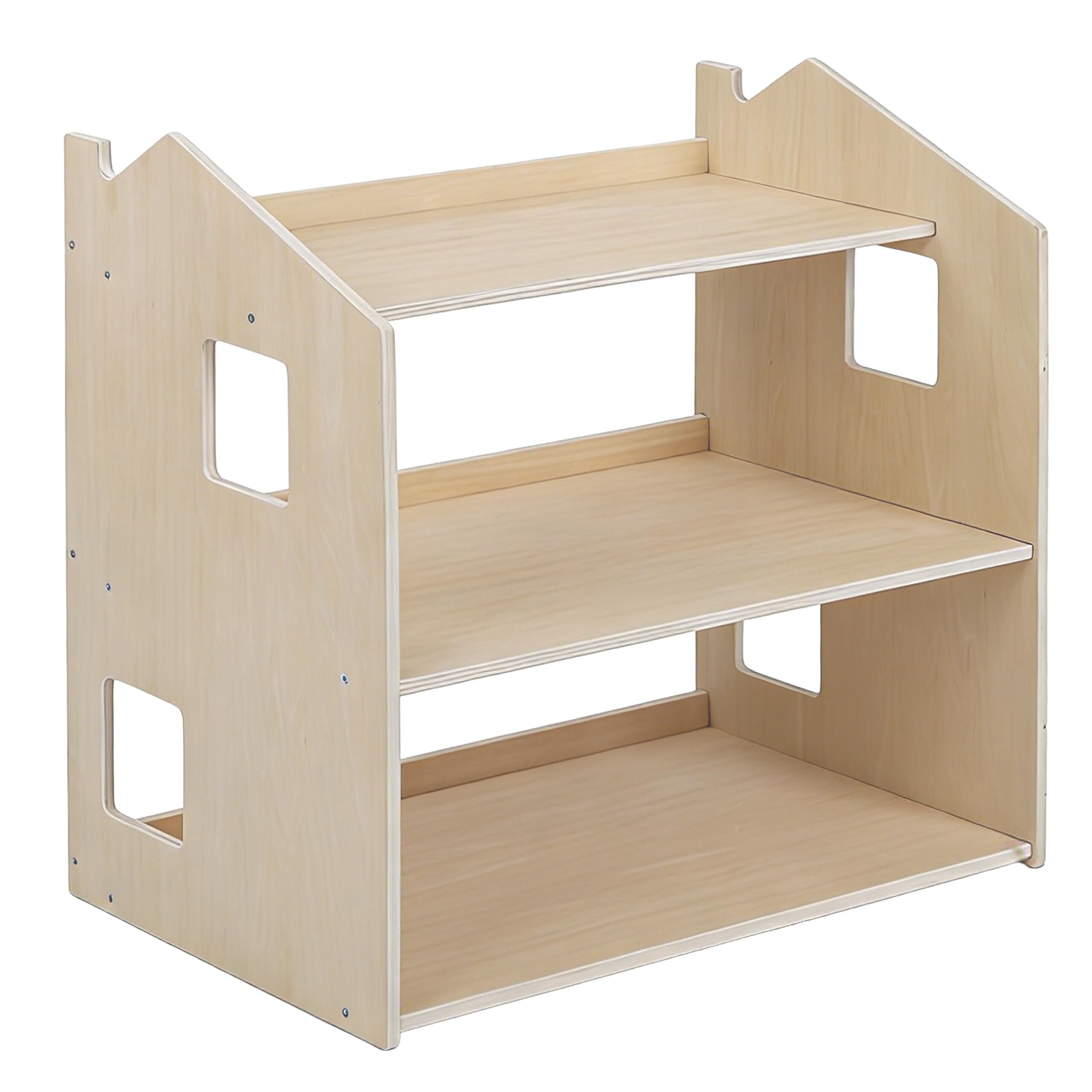 Relaxdays Regał dla dzieci „Dom”, naturalny | wys. x szer. x gł.: 59 x 61 x 39 cm, 3 półki, Montessori, MDF i sklejka