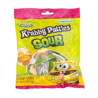 Frankford SpongeBob SquarePants Sour Krabby Patties Gummy Candy, 1 Bag