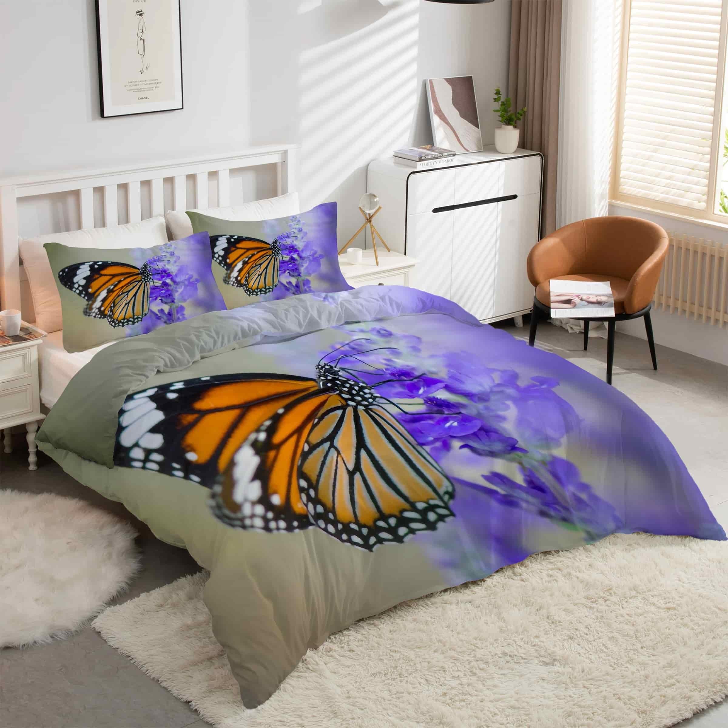 Housse couette microfibre 220x240 violette grand lit adulte