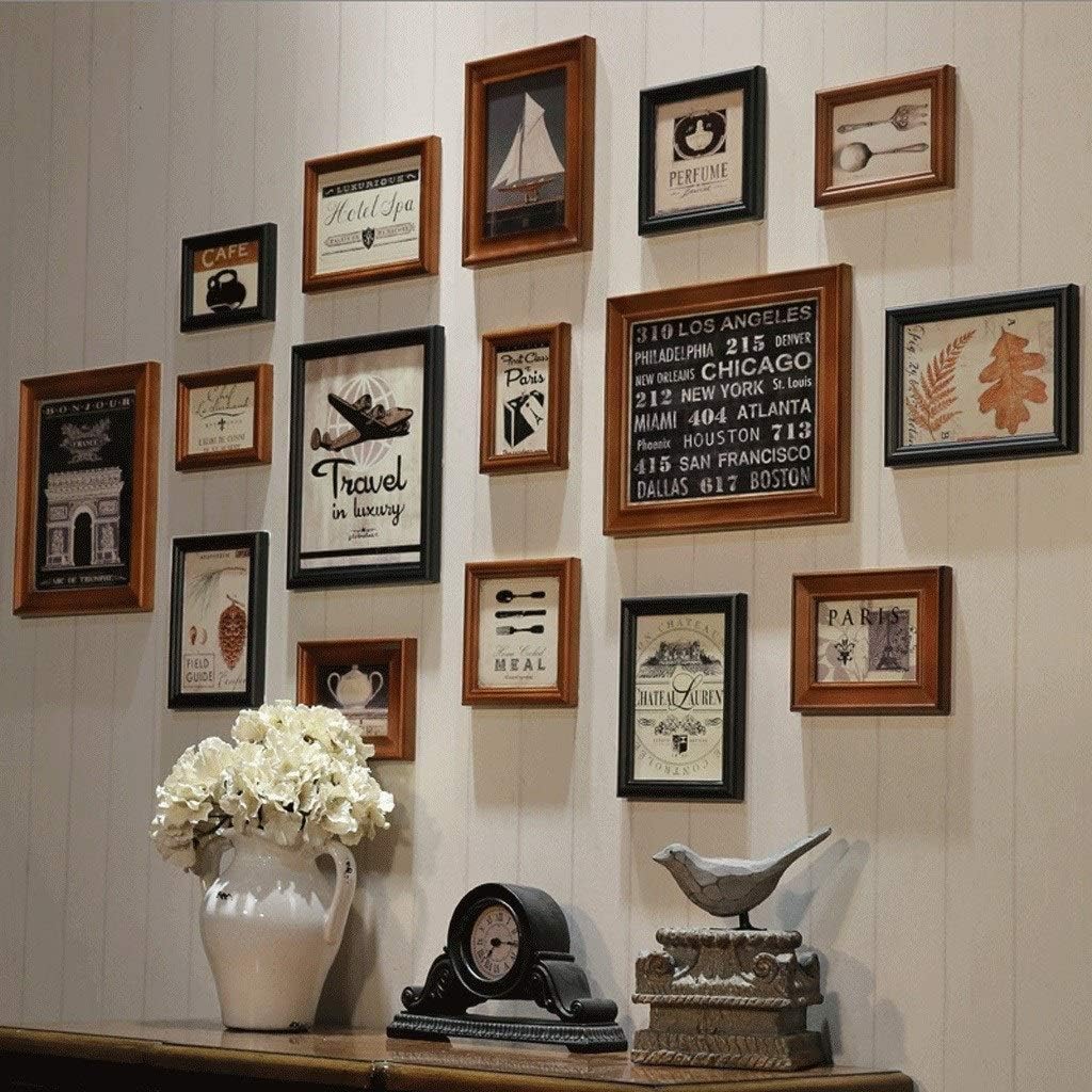 WEHISFD Photo wall art wood photo decoration living room frame restaurant bedroom combination(Black)