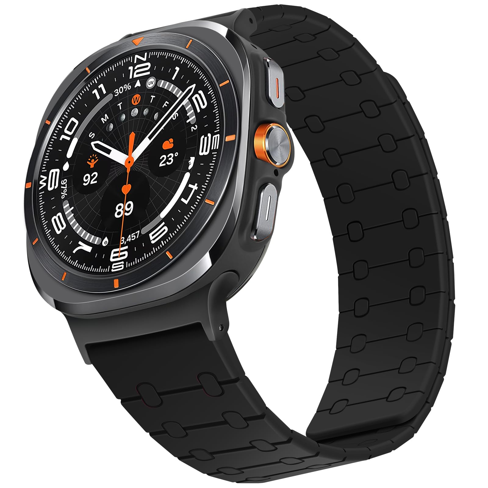 ZZDZZ Magnetic Band Compatible with Samsung Galaxy Watch Ultra 2/Ultra (2025/2024) Band 47mm, 22mm Silicone Sport Strap for Women Men, Black