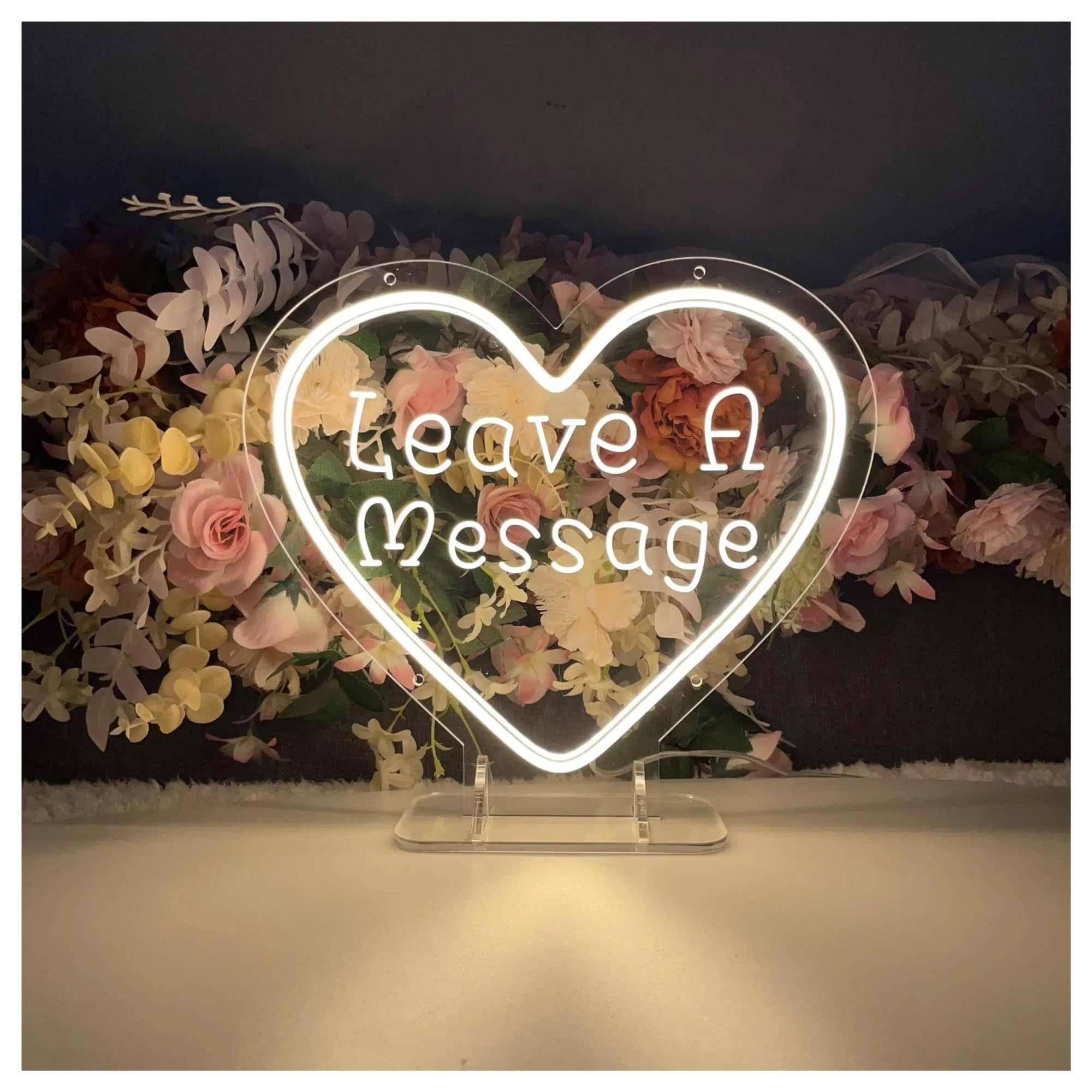 RONGCH Hanging Art Signs Leave A Message Neon Sign Love LED Light Dimmable USB Powered for Wedding Reception Guestbook Table Desk Party Decor 34cmx30cm