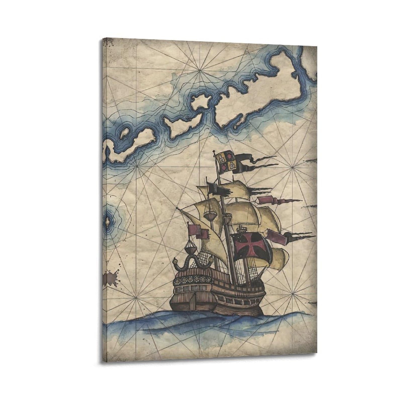 OKAHYS Spanish Galleon Vintage Ship Artwork Poster Decorative Painting Canvas Wall Artworks Picture 24x36inch(60x90cm)