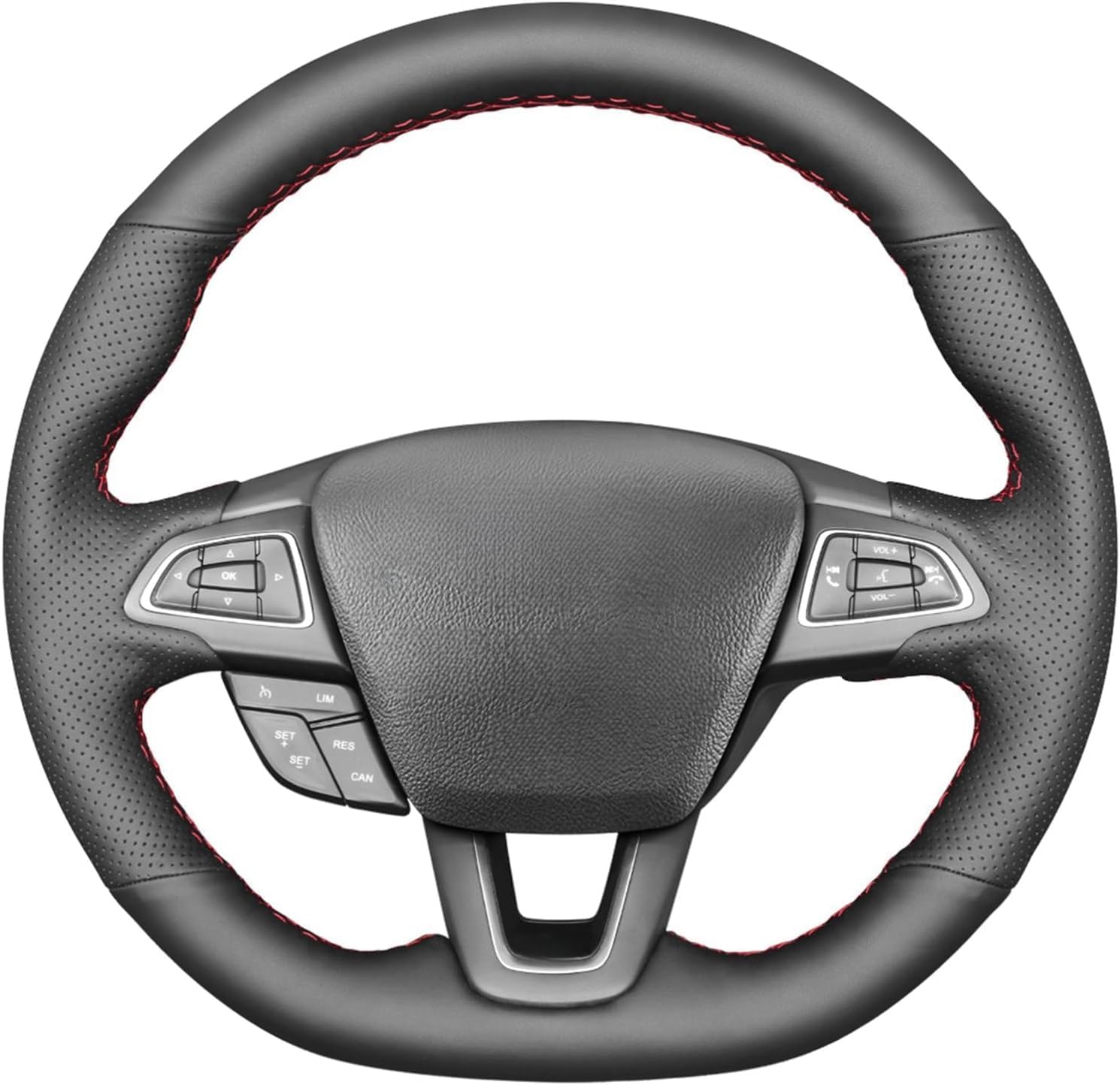 Custom Fit Hand Stitched OEM Suede Genuine Leather Carbon Fiber Car Steering Wheel Cover for Ford Focus ST RS 2015 2016 2017 2018 Focus RS 2015-2018 Interior Accessories