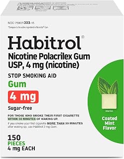 Habitrol Nicotine Gum - 4 mg, Mint Flavor, 150 Count | Reduces Cravings & Helps Quit Smoking