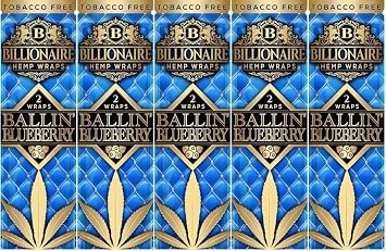 Billionaire Wraps - Ballin Blueberry - 2 Wraps per Pack - 5 Pack - 10 Wraps total incl. Frugal Smoker Sticker