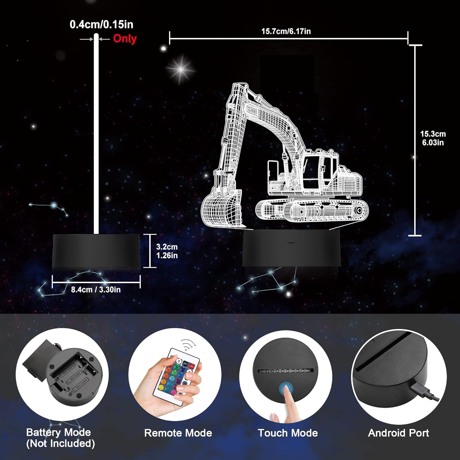 Ammonite Excavator 3D Lamp for Kids, LED Optical Illusion Night Light with Remote Control and Timing Function as Christmas Birthday Gifts Ideas for Boys Kids Teen