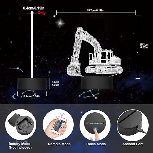 Miniatura 7 de Ammonite Lámpara 3D de excavadora para niños, luz nocturna LED de ilusión óptica con control remoto y función de sincronización como ideas de