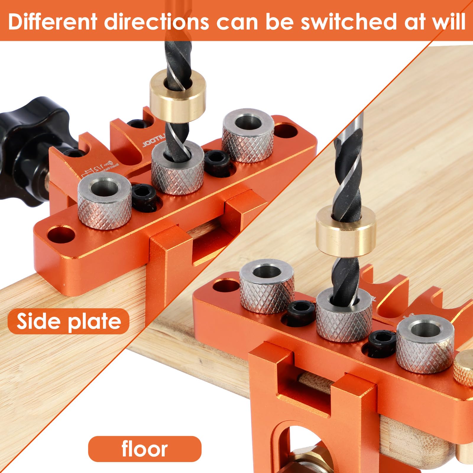 Dowel Jig Kit 3 w 1, ze stopu aluminium, precyzyjna lokalizacja otworów, przenośna prowadnica pozycjonowania dziurkacza z wiertłem 8 mm, 10 mm, 15 mm, szablon do obróbki drewna