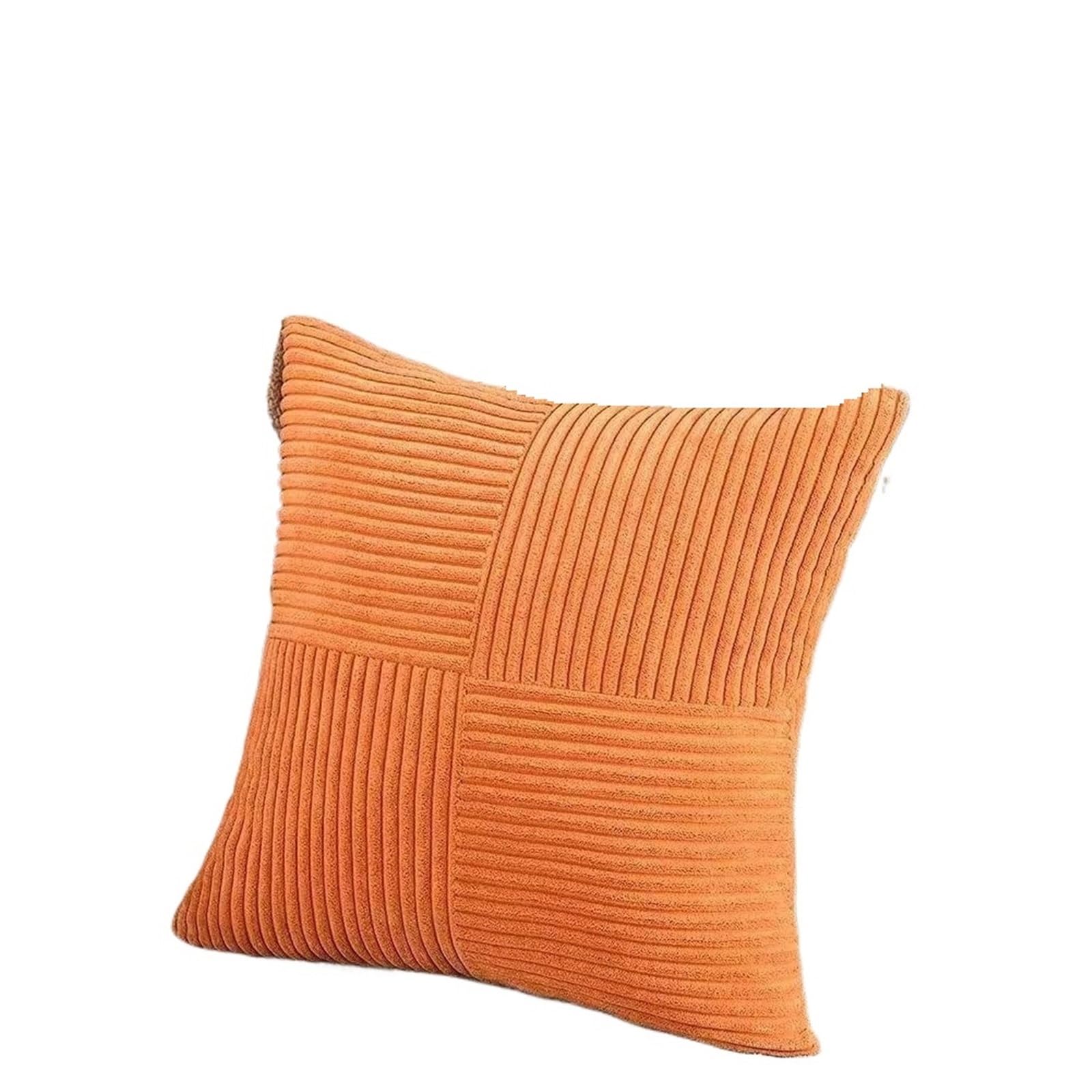 2pc Pillow Cover Boho Spliced Throw Soft Couch Pillowcase Cross Patchwork Textured Cushion Case(Orange,40x40CM)