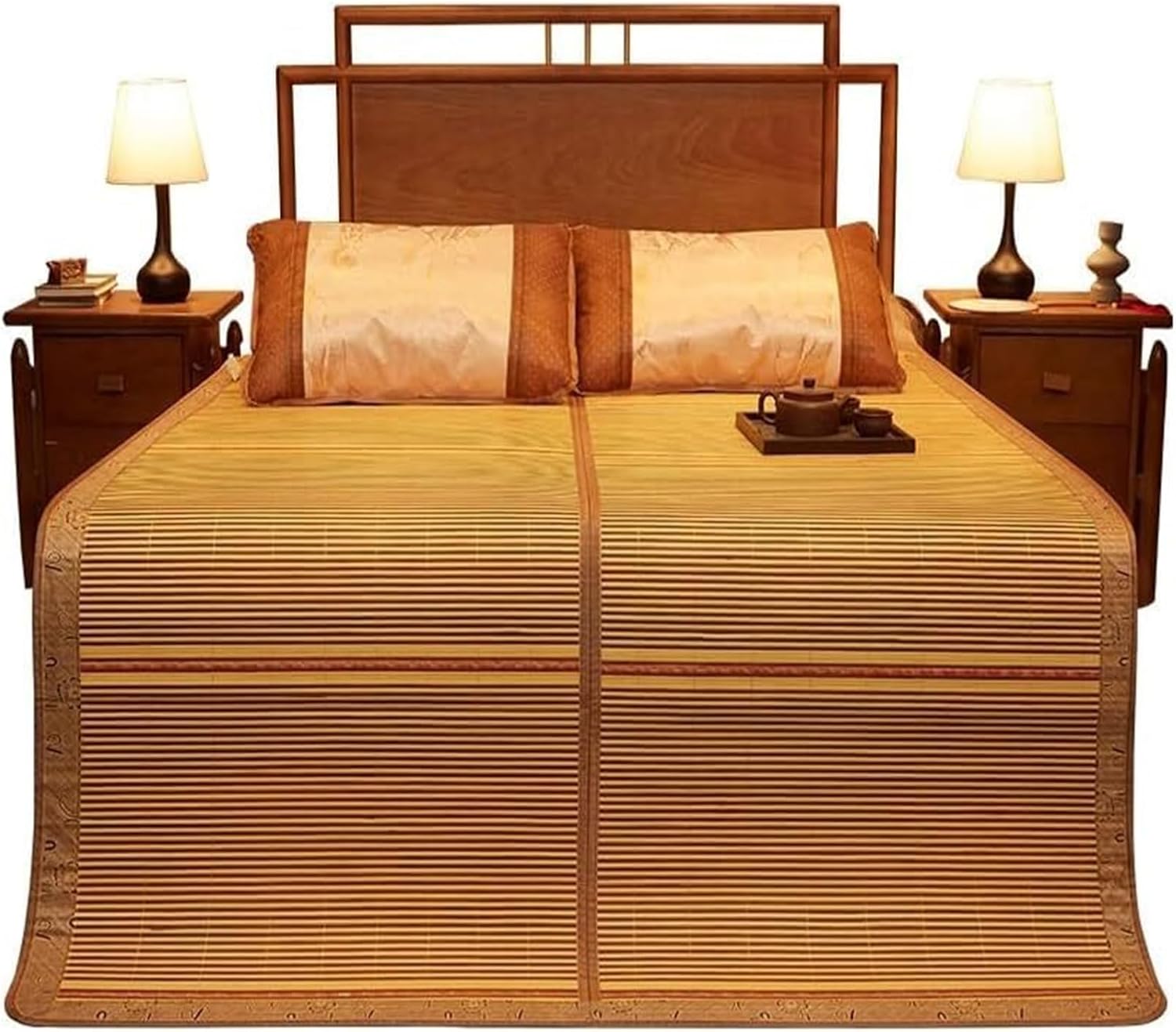 Summer Cooling Bamboo Sleeping Mat – Foldable Breathable & Sweat-Absorbing Mattress Topper Double-Sided Pad for Ultimate Comfort in Hot Weather Perfect for Home & Bedroom