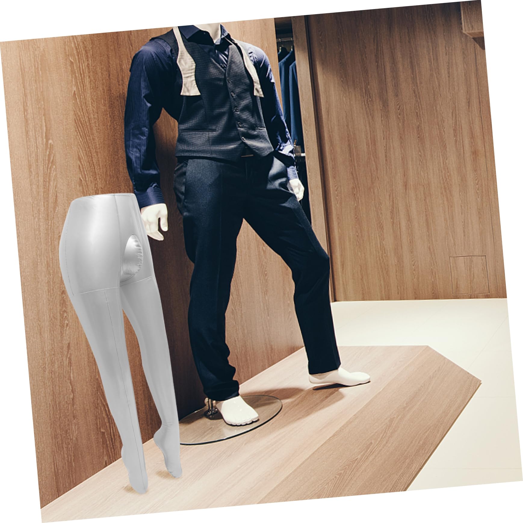 TOPBATHY Mannequin Gonflable Homme en PVC Argenté pour Exposition de Pantalons, Corps Pliable et Gain de Place pour Boutique de Vêtements et Usage Personnel