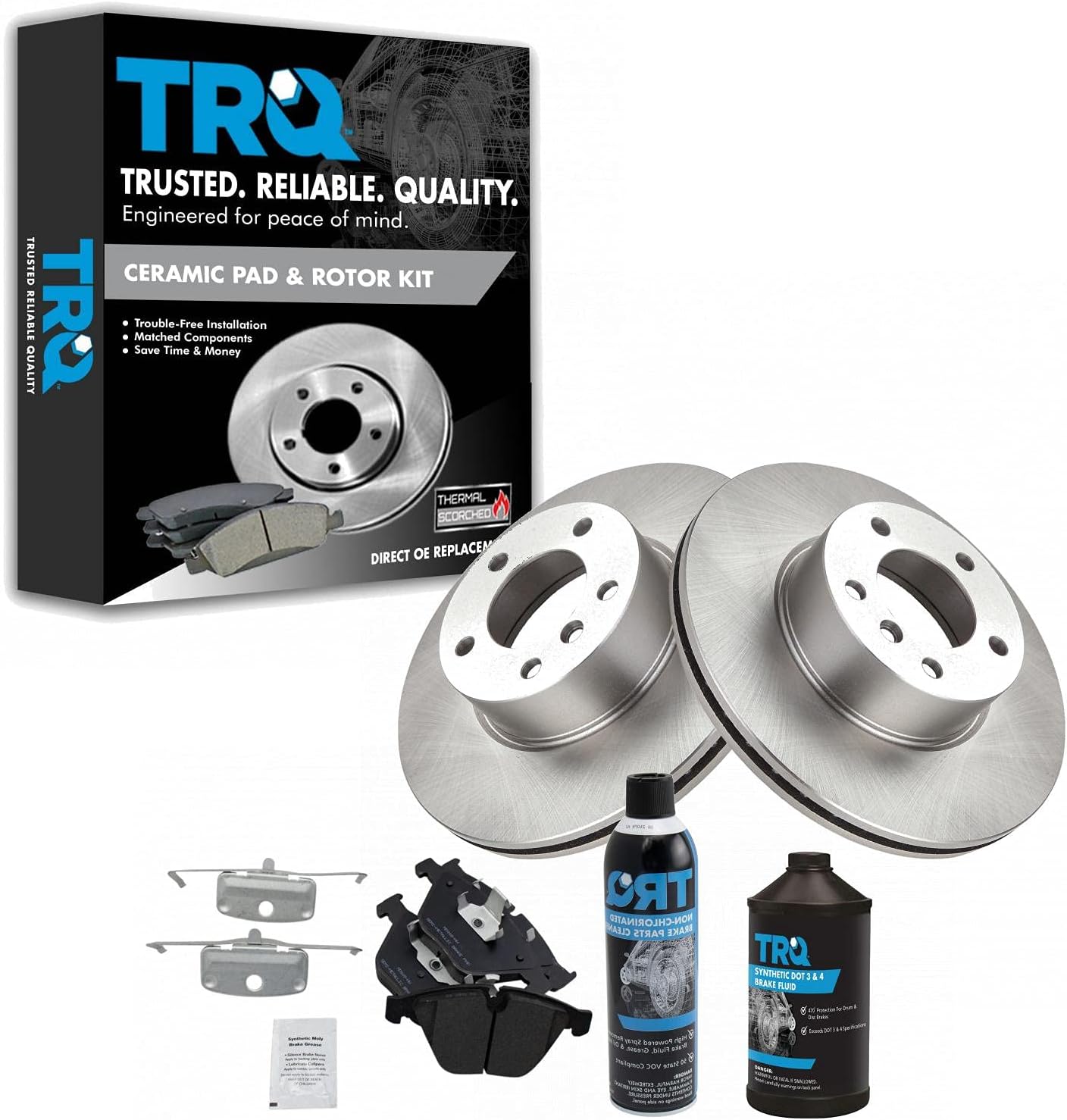 TRQ Front Brake Pad & Rotor Kit Brake Chemical Kit Brake Pads Brake Rotor Semi-Metallic Compatible with 2007-2013 BMW 328i 2009-2013 328i xDrive 2007-2008 328xi 2013-2015 X1