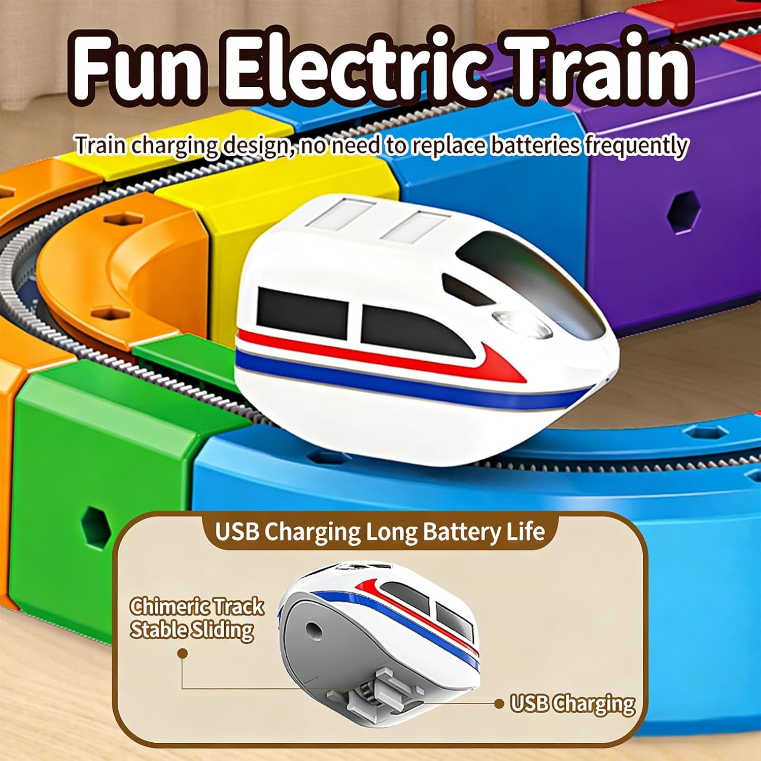 Electric Train Set Magnetic Train Set, 81 Pcs Car Cube Track Building Toy Train Track Gravity-Defying 3D Embedded Layouts & Motorized Car, STEM Learning Gift