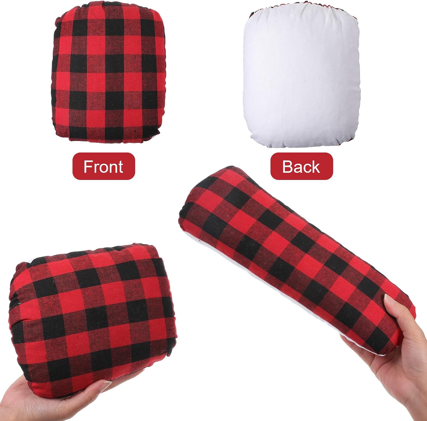 2 Pack Tailor's Ham, Solid Seam Roll Set, Linen and Doll Cotton Press Ham, Tailors Ironing-Ham for Ironing, Darts, Collar, Long Seam, Red and Black Plaid